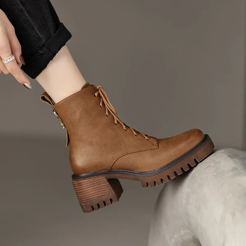 Ivy Brown Platform Combat Boots