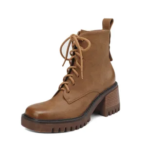 Ivy Brown Platform Combat Boots