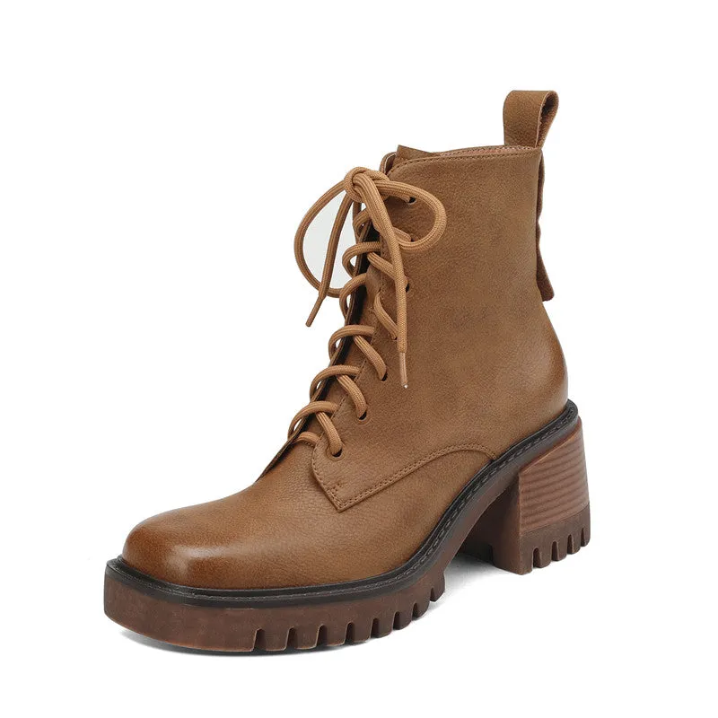 Ivy Brown Platform Combat Boots