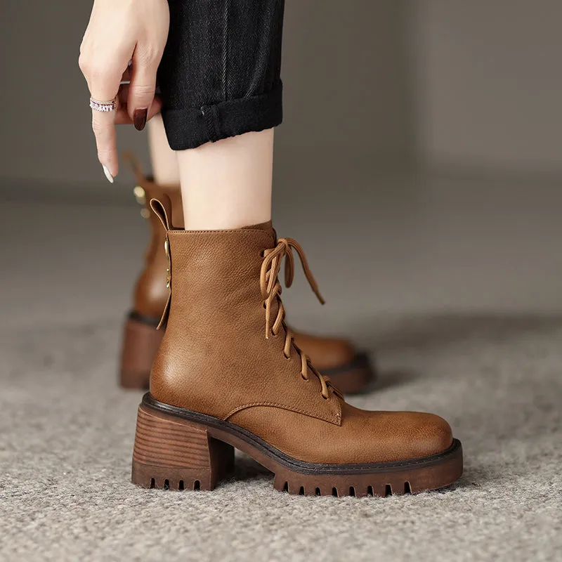Ivy Brown Platform Combat Boots