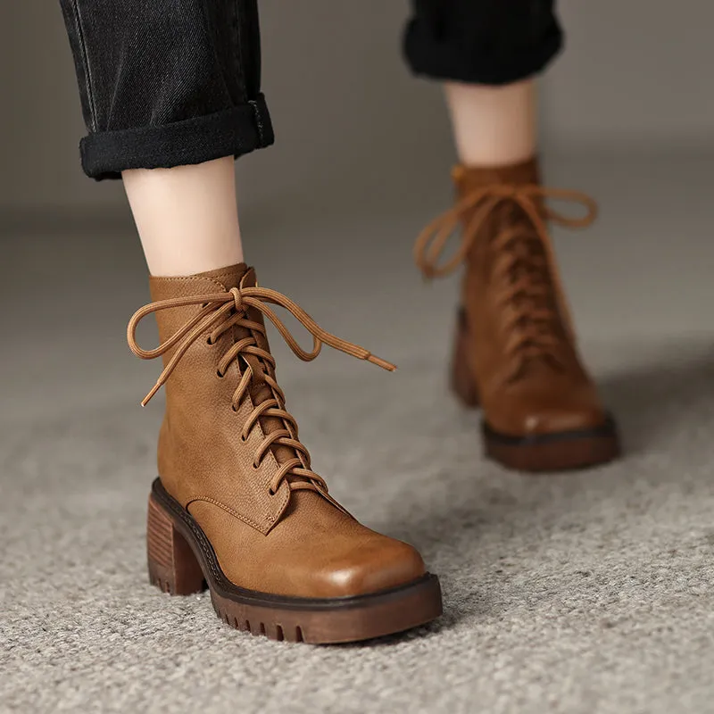 Ivy Brown Platform Combat Boots