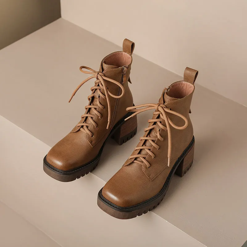 Ivy Brown Platform Combat Boots