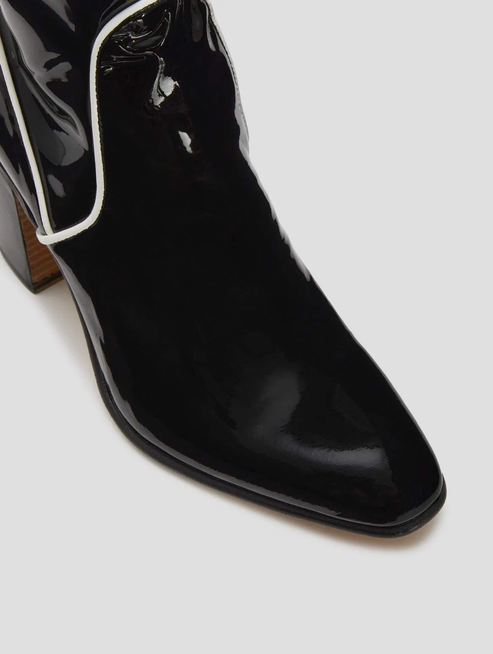 JANIS  80MM DECO ANKLE BOOT IN BLACK WHITE PATENT- Woman