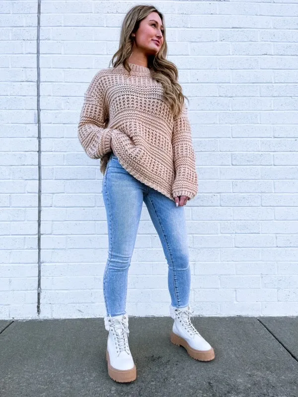 Jessi Lace Up Boot in Bone