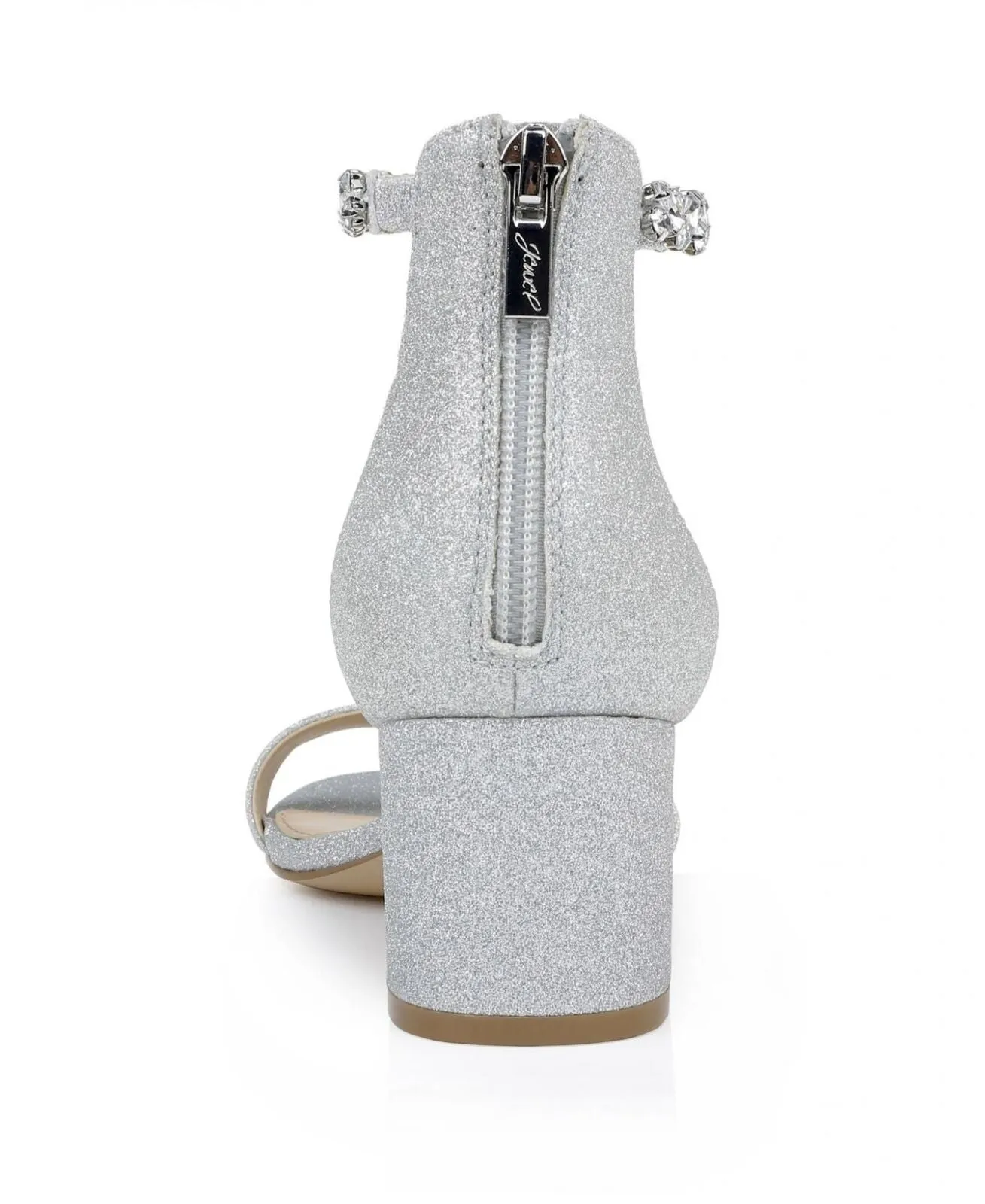 Jewel Badgley Mischka Lydia Evening Sandals Shoes Silver Tone Glitter Gray 11M