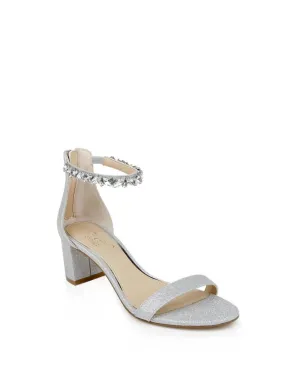 Jewel Badgley Mischka Lydia Evening Sandals Shoes Silver Tone Glitter Gray 11M
