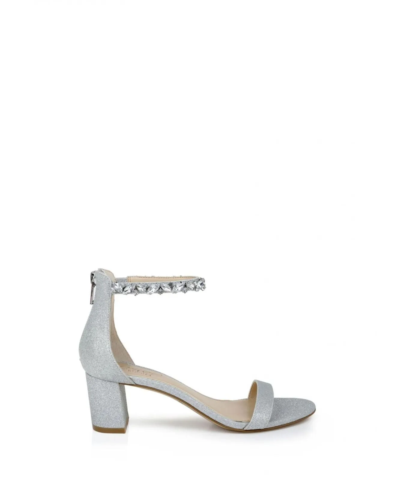 Jewel Badgley Mischka Lydia Evening Sandals Shoes Silver Tone Glitter Gray 11M