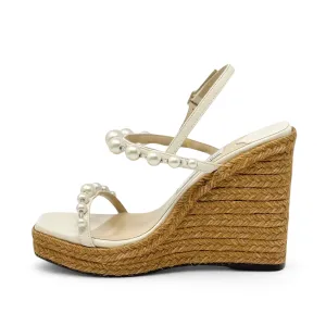 Jimmy Choo Latte Amatuus Wedge Sandals 36.5