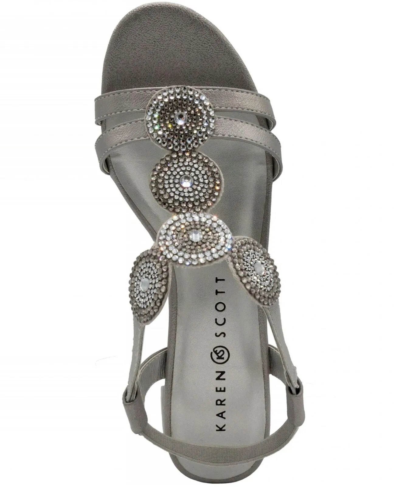 Karen Scott Womens Catrinaa Faux Leather Evening Sandals Silver Gray 9M