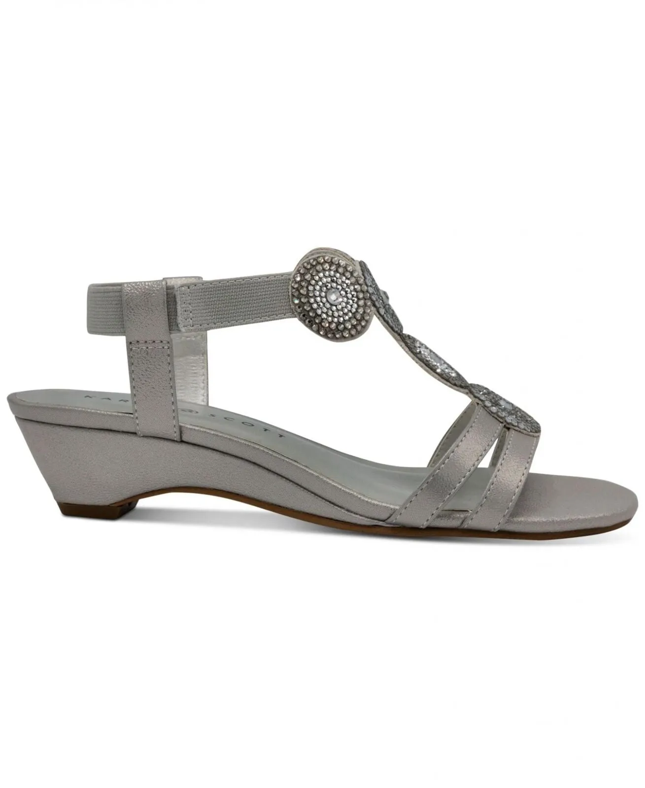Karen Scott Womens Catrinaa Faux Leather Evening Sandals Silver Gray 9M