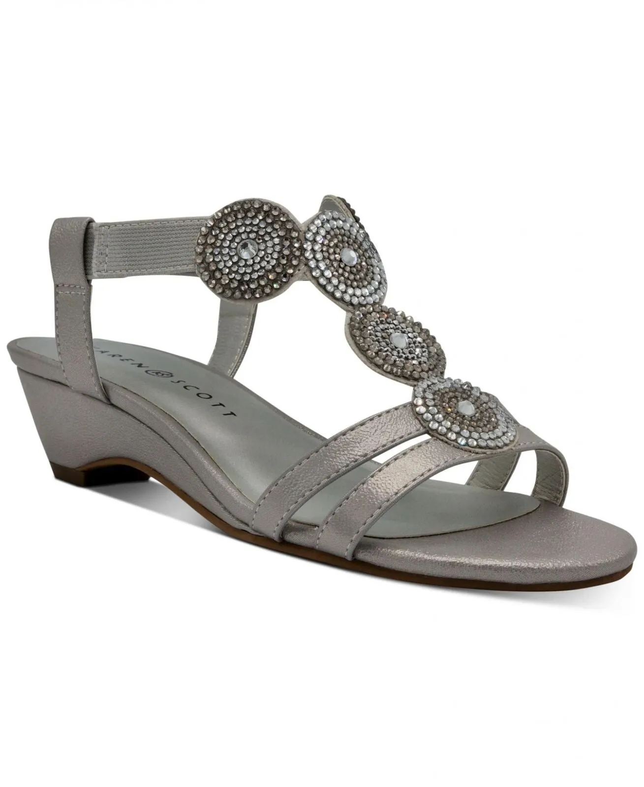 Karen Scott Womens Catrinaa Faux Leather Evening Sandals Silver Gray 9M