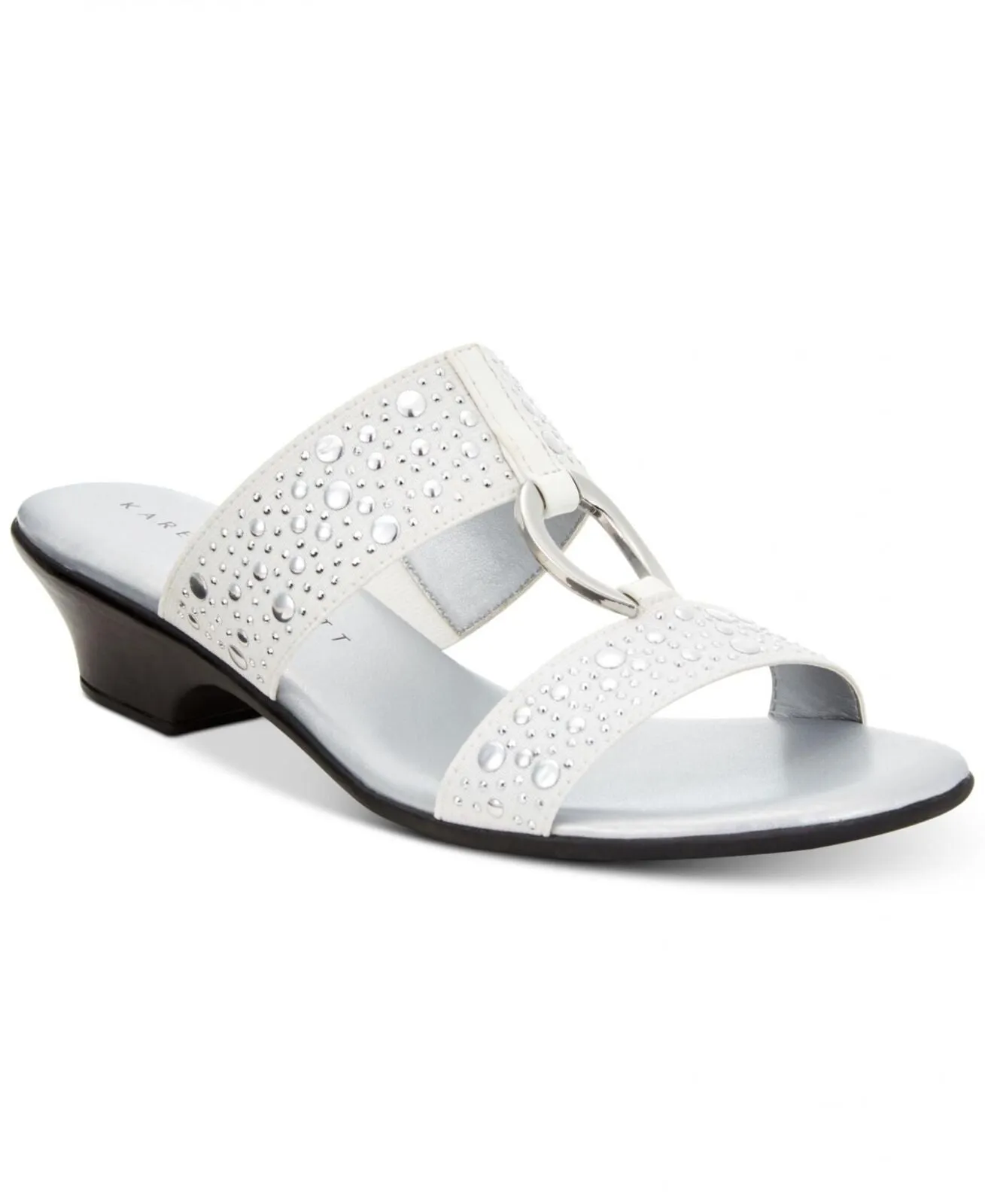 Karen Scott Womens Eanna Sandals Embellished Kitten Heels EANNA White Multi 9M