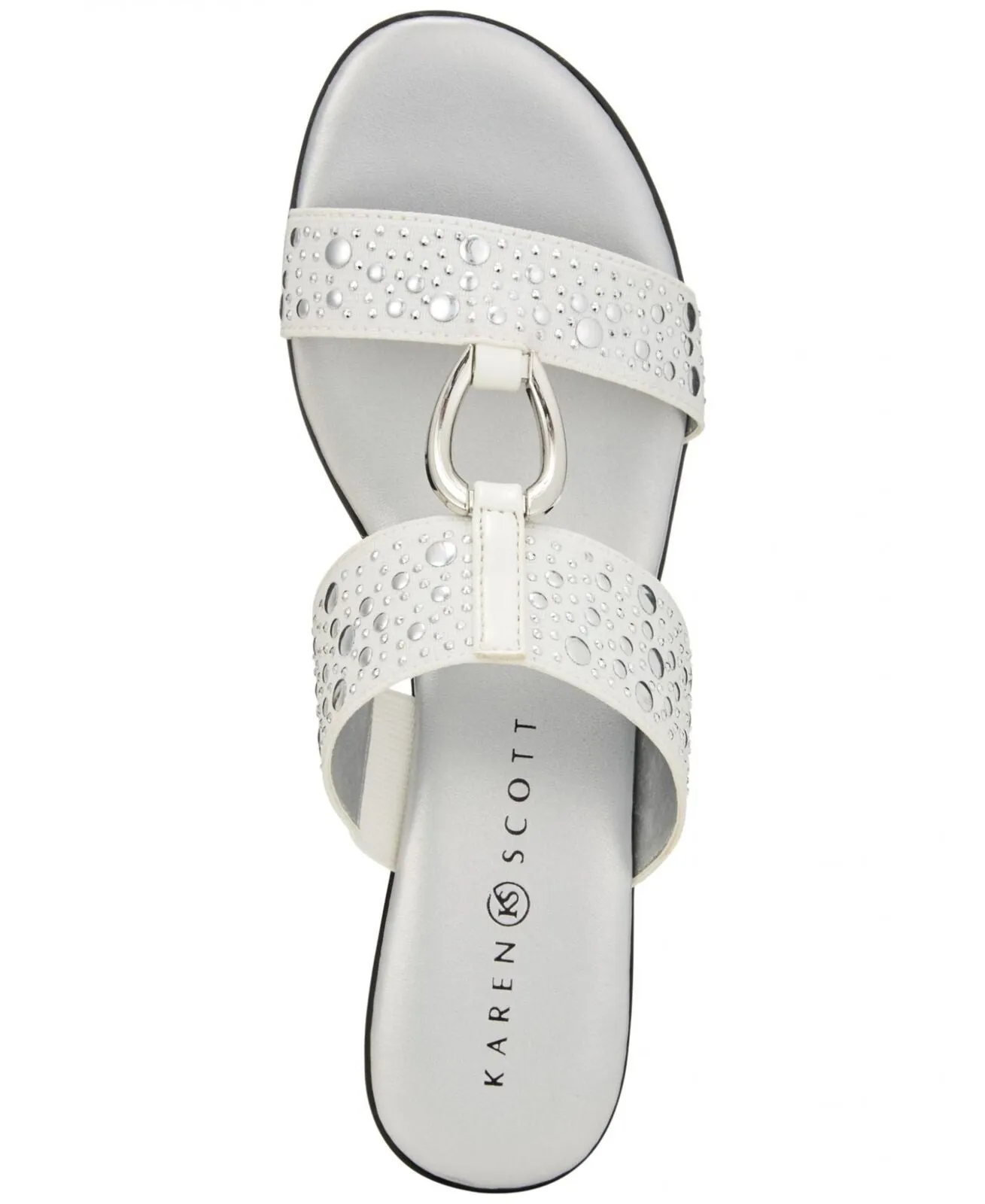 Karen Scott Womens Eanna Sandals Embellished Kitten Heels EANNA White Multi 9M