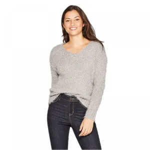 Knox Rose Women's V-Neck Pullover Sweater With Back Detail
