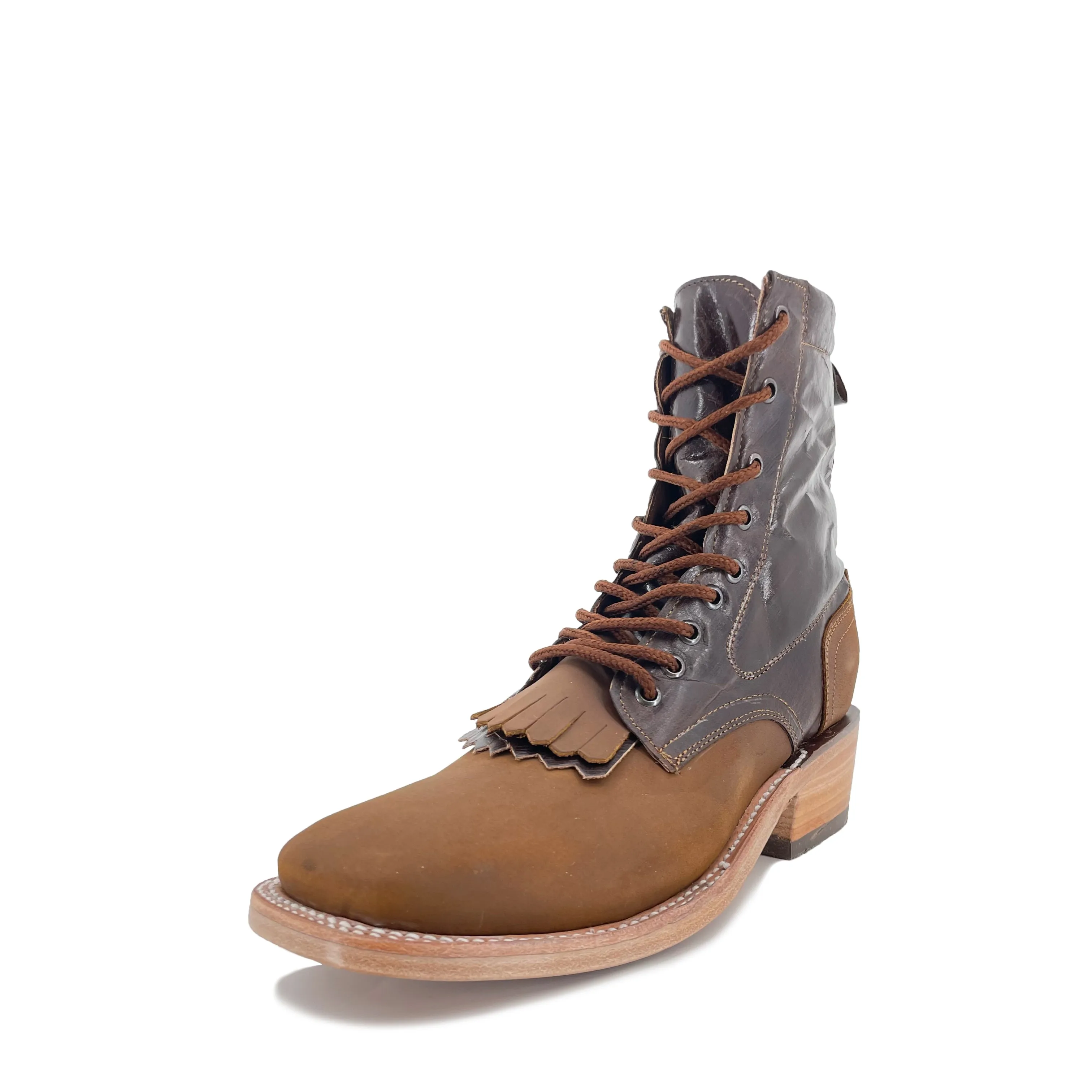 Lace Up Western Men's  Boots - Tan