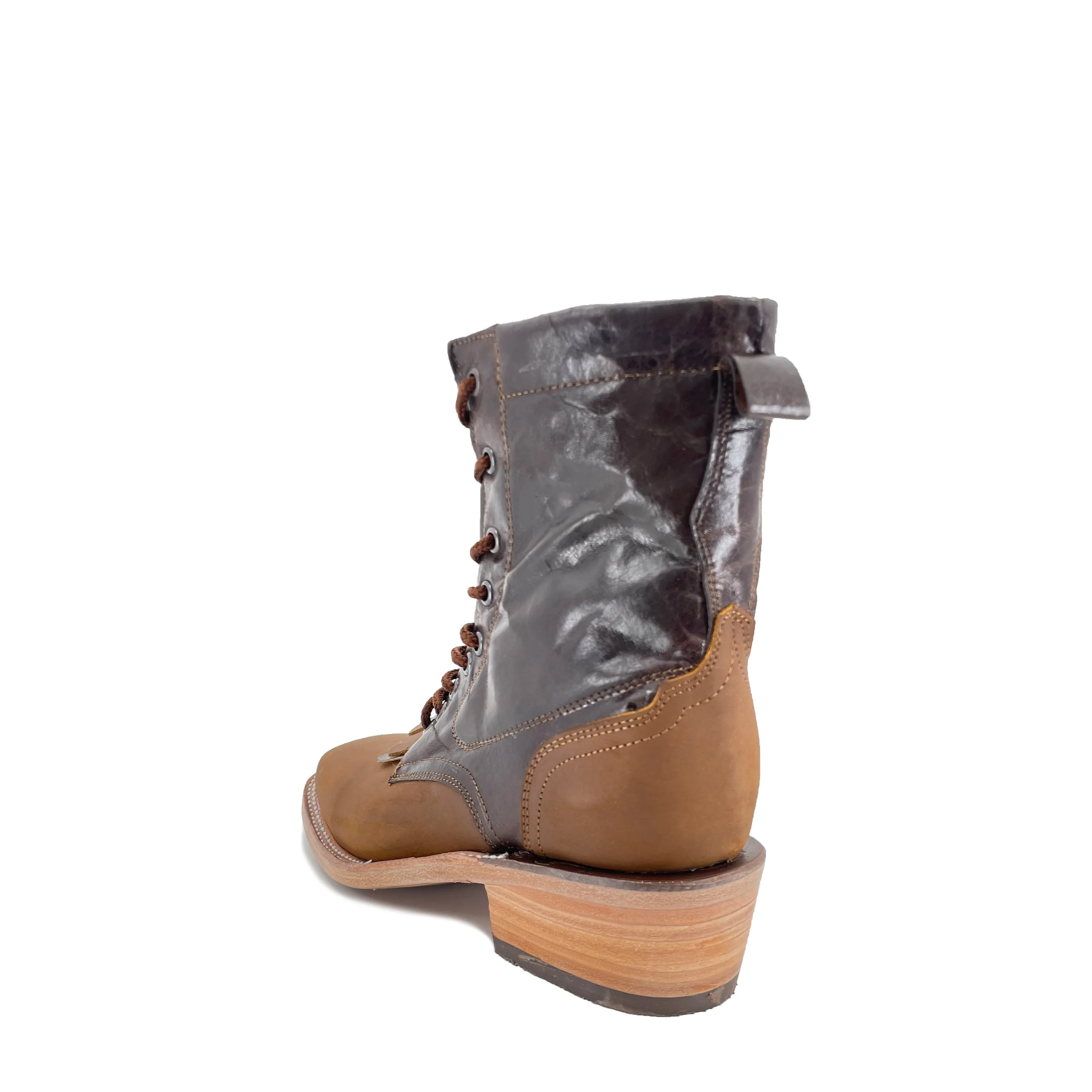 Lace Up Western Men's  Boots - Tan