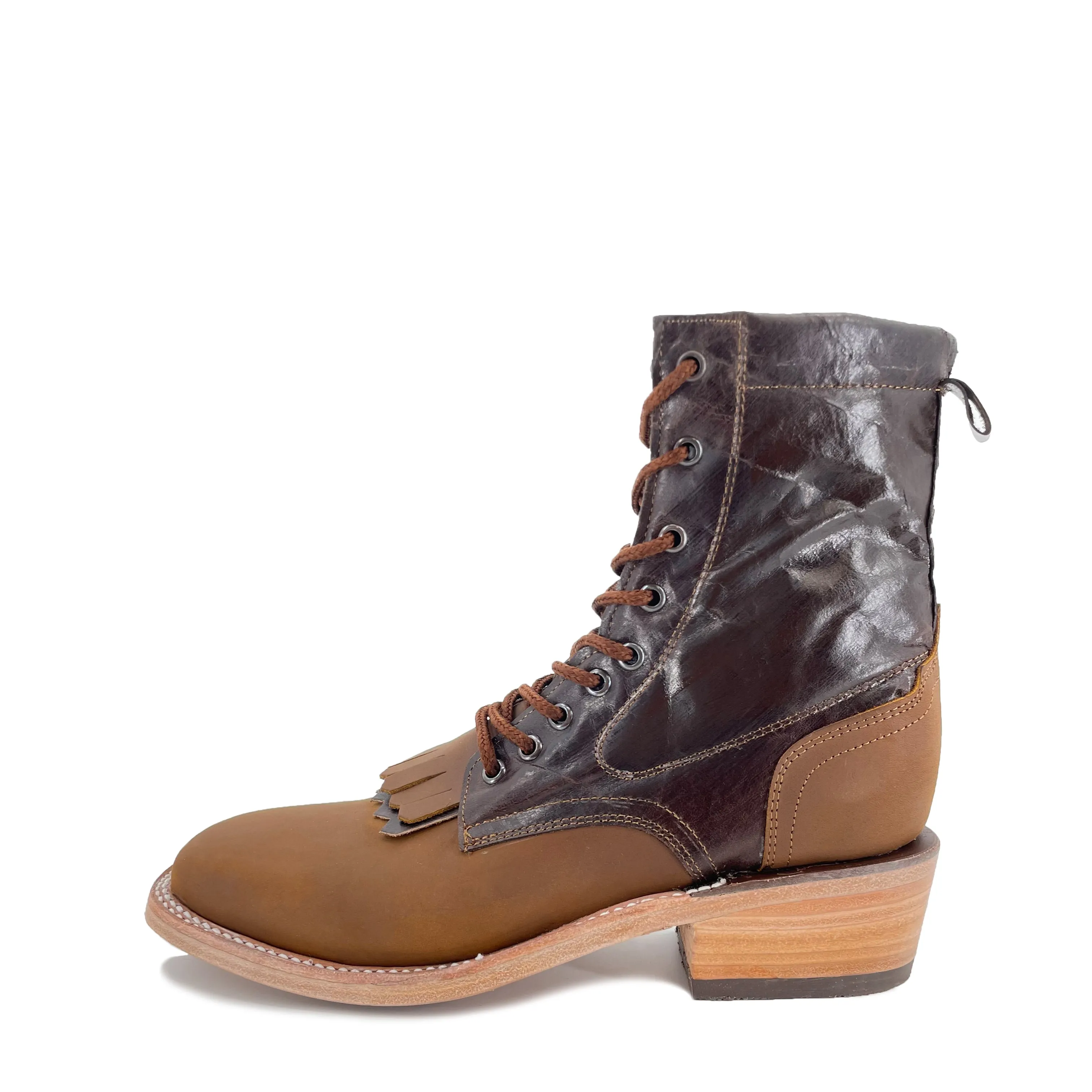 Lace Up Western Men's  Boots - Tan
