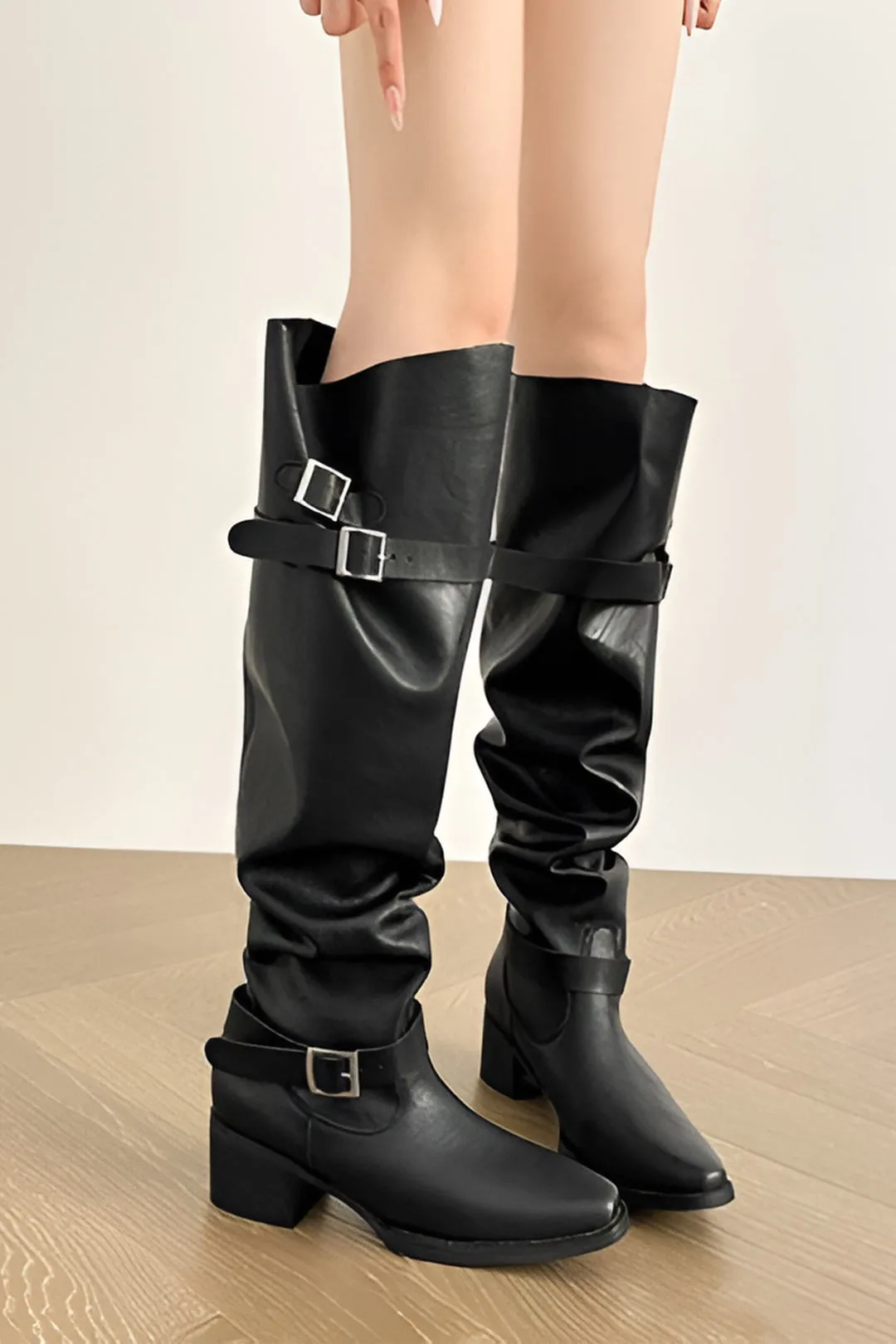 Lisa - Sleek Peep Toe Design Woman's Over The Knee Boots