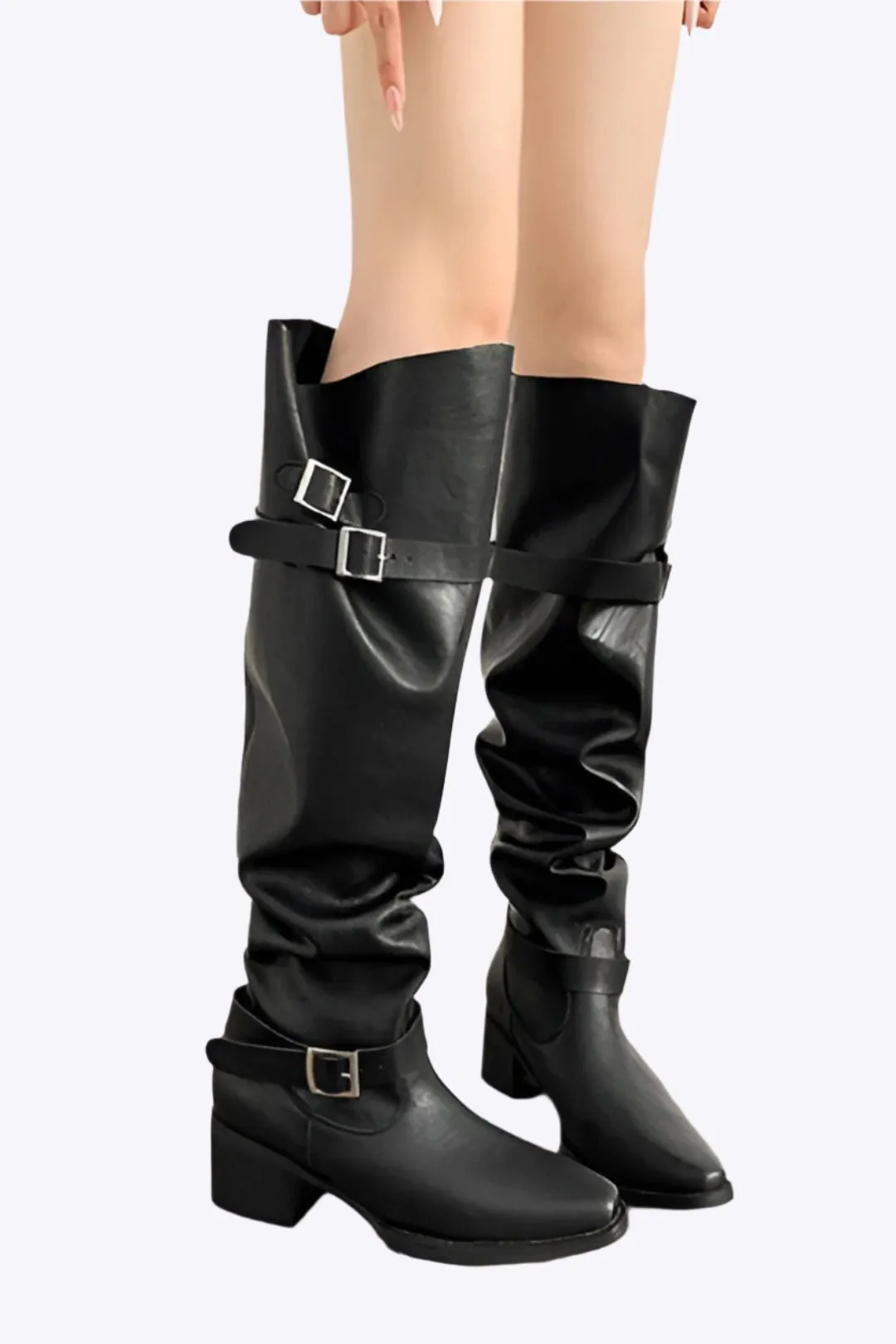 Lisa - Sleek Peep Toe Design Woman's Over The Knee Boots