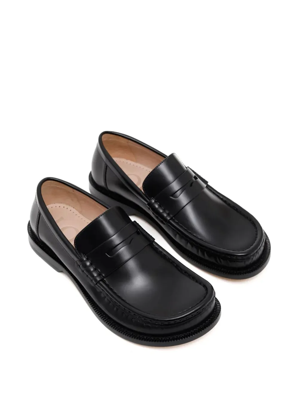 LOEWE Campo asymmetrical leather loafers
