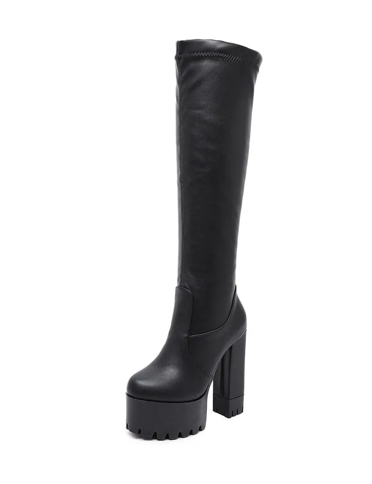Lucia - Form Fitting Stretch Woman's Thigh High Boots