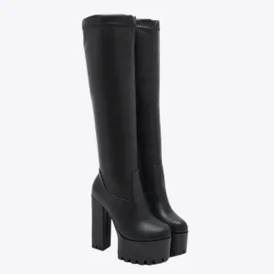 Lucia - Form Fitting Stretch Woman's Thigh High Boots