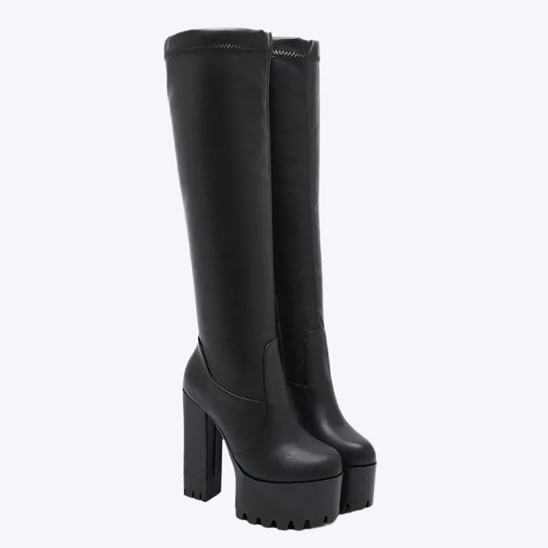 Lucia - Form Fitting Stretch Woman's Thigh High Boots