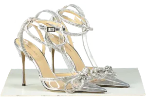Mach & Mach Silver Rhinestone-Embellished PVC Sandals EU 41 UK 8