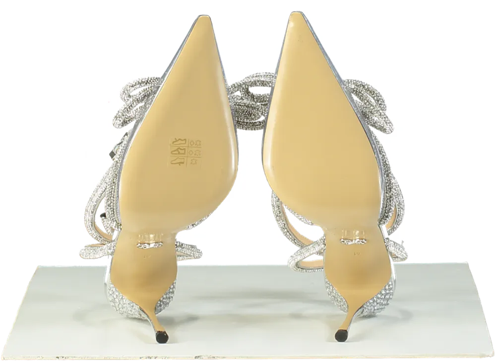 Mach & Mach Silver Rhinestone-Embellished PVC Sandals EU 41 UK 8