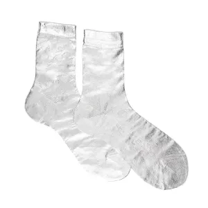 Maria La Rosa Laminated One Silk Socks Silver