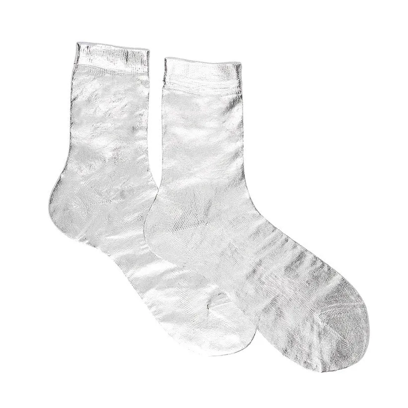 Maria La Rosa Laminated One Silk Socks Silver