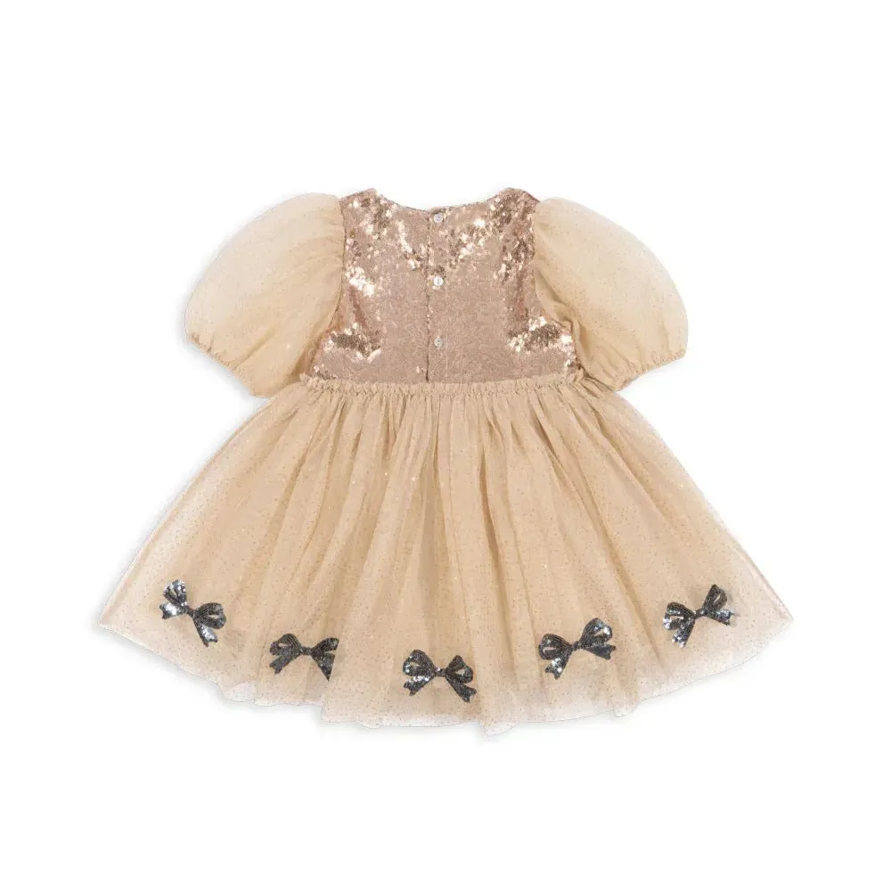 Mei Bow Sequinned Tulle Party Dress (Smoke Grey)