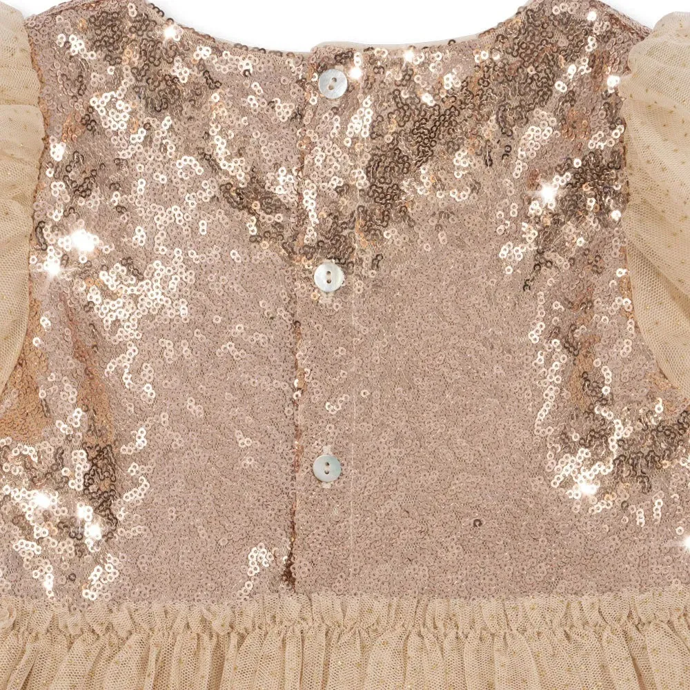 Mei Bow Sequinned Tulle Party Dress (Smoke Grey)