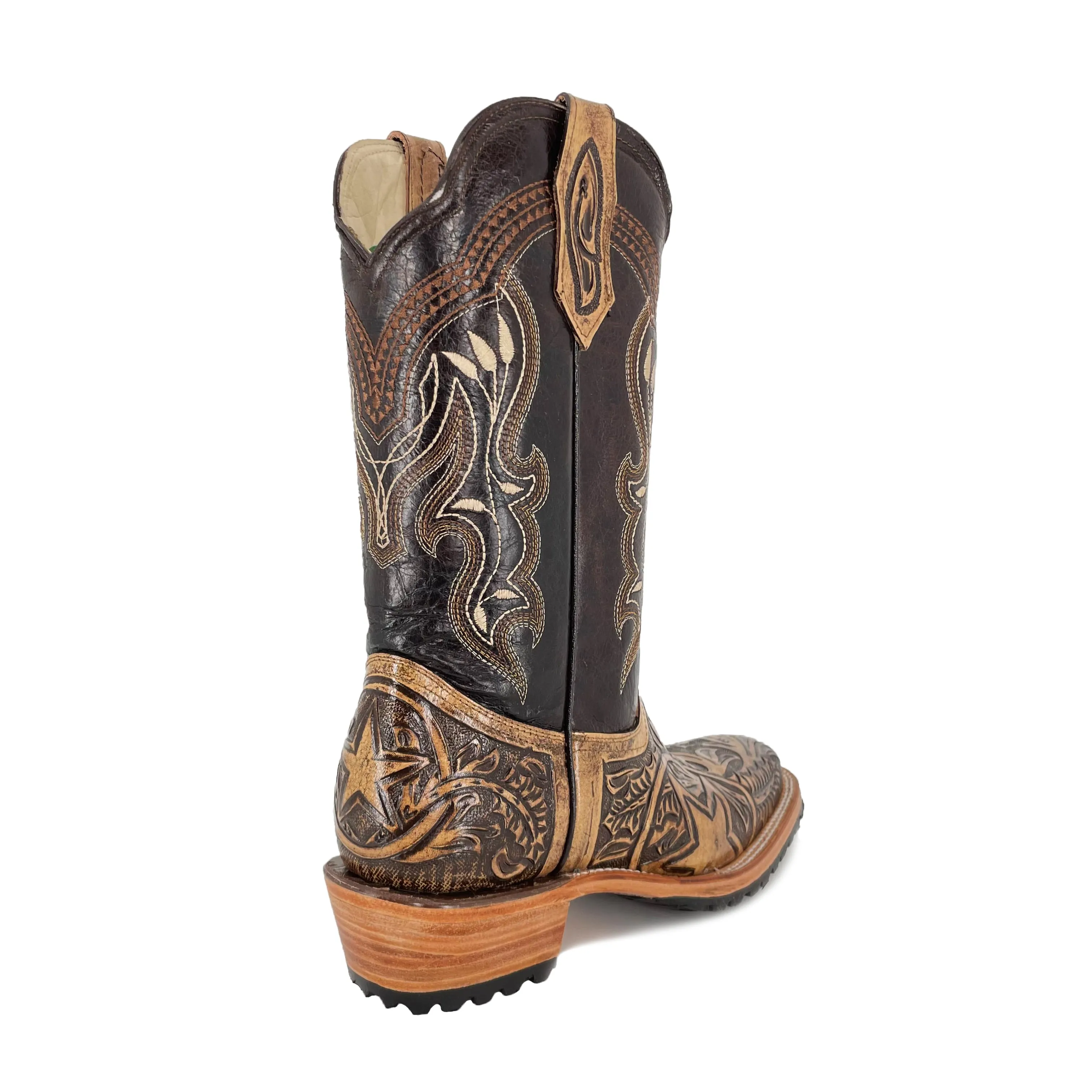 Men's Rodeo Handtooled Boots - Lone Star Rustic Brown