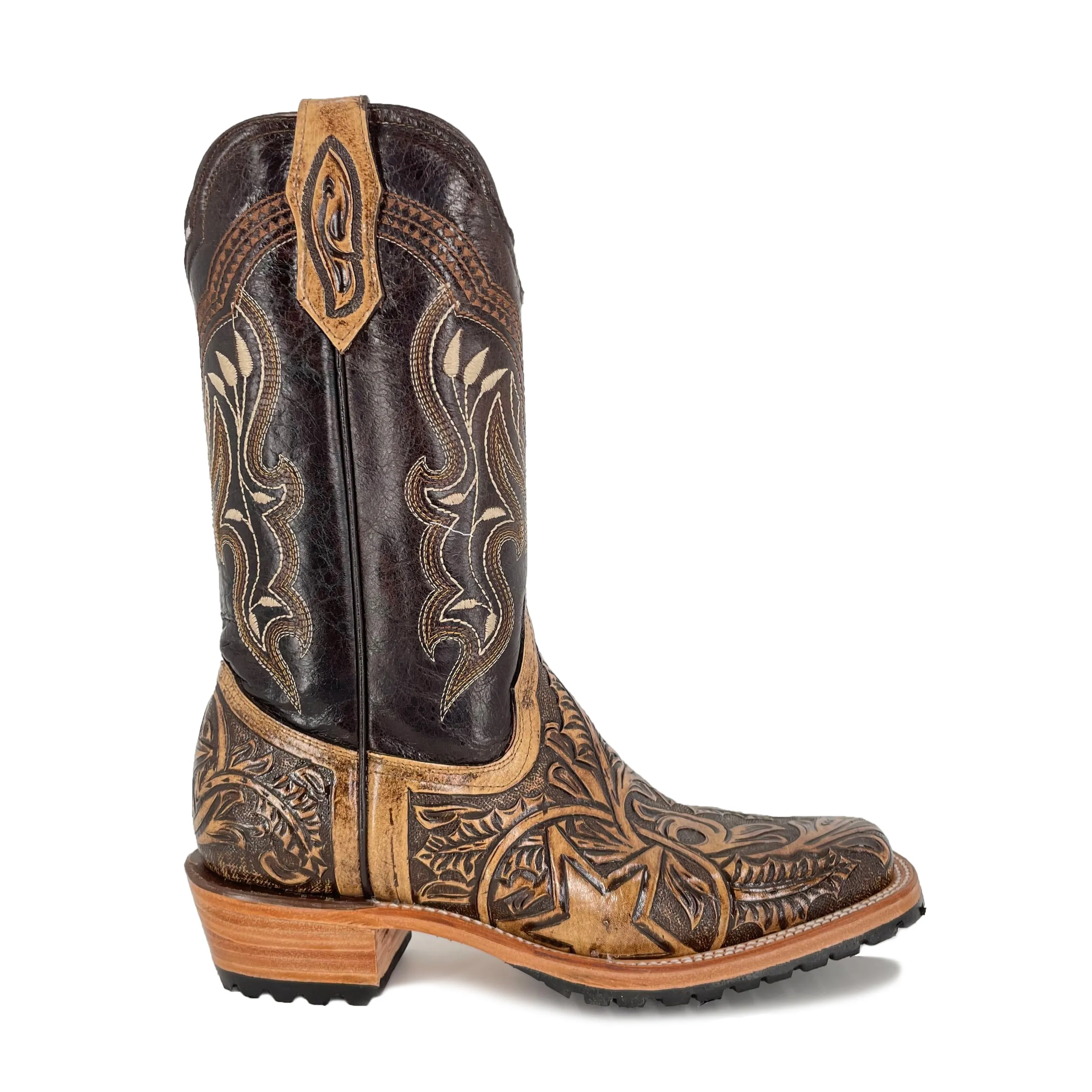Men's Rodeo Handtooled Boots - Lone Star Rustic Brown