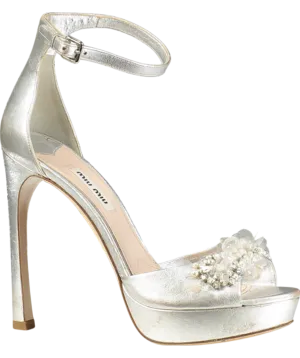 Miu Miu Metallic Leather Crystal Embellished Platform Ankle Strap Sandals UK 5 EU 38 👠