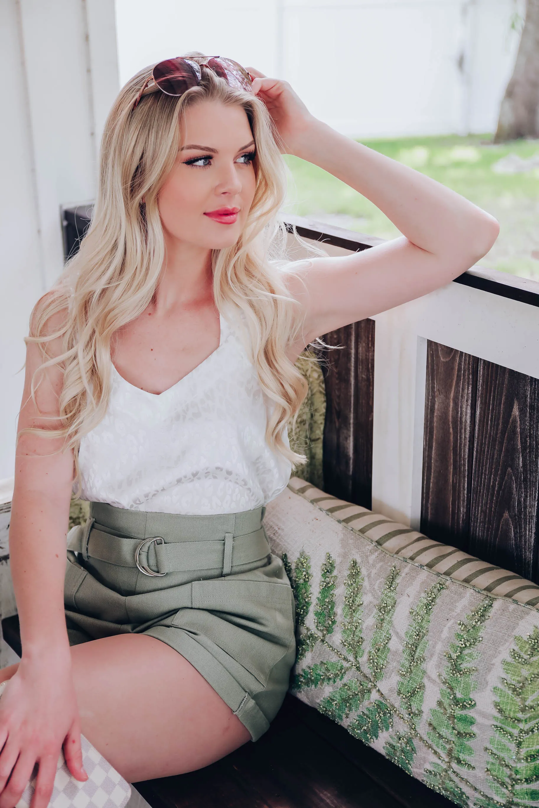 Monochromatic Satin Ruffle Tank - White