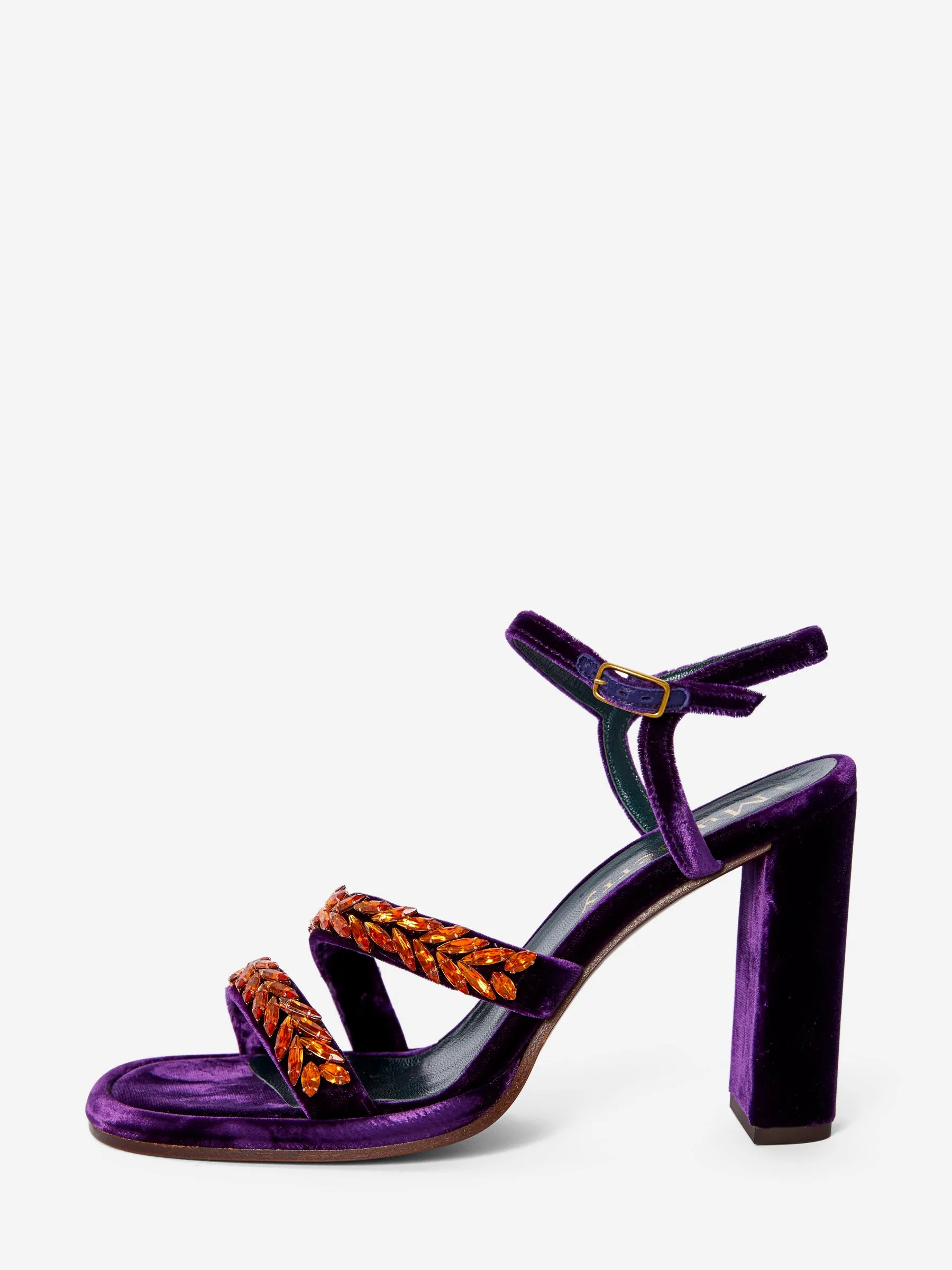 MULBERRY VELVET JEWEL SANDALS