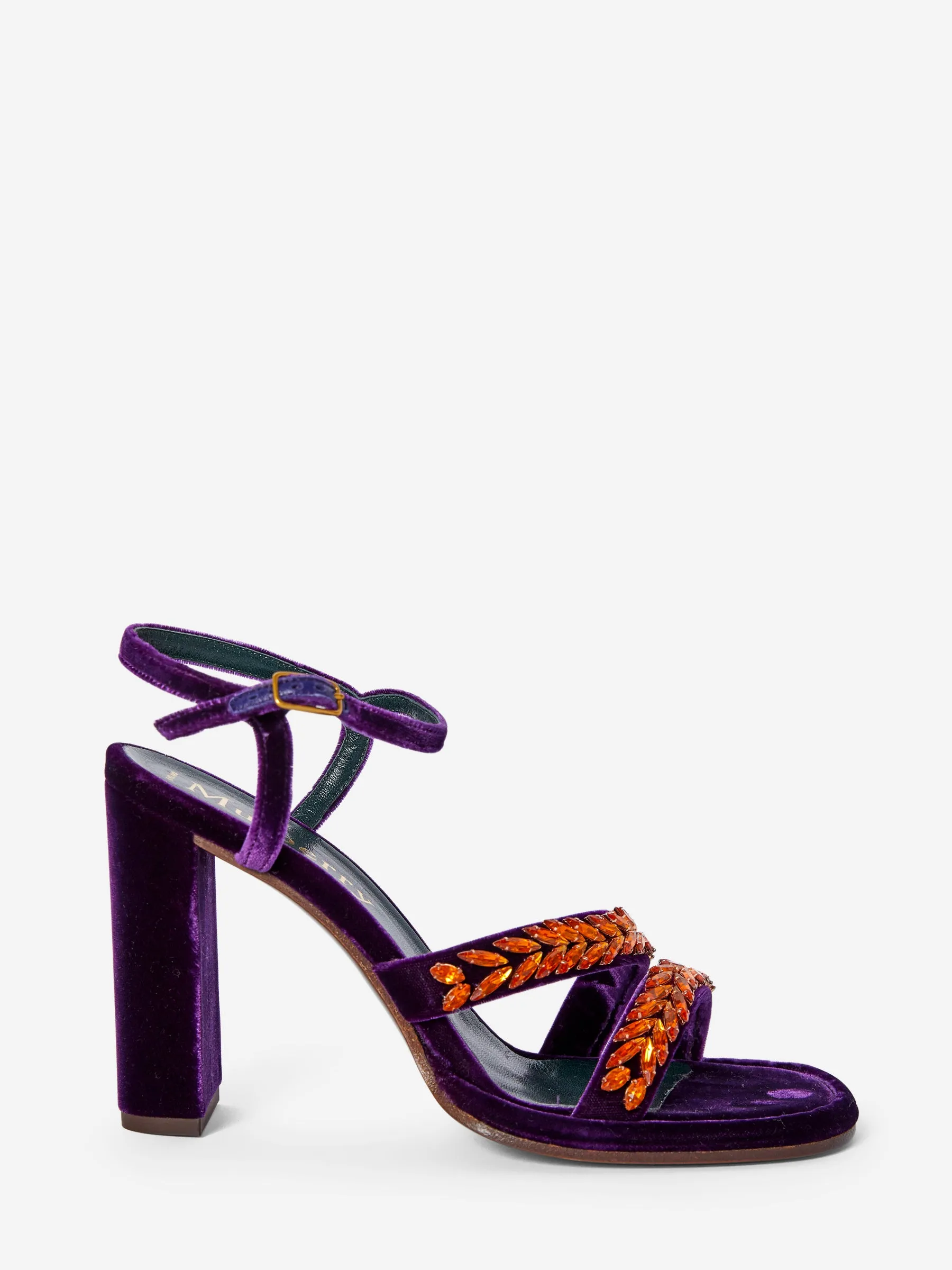 MULBERRY VELVET JEWEL SANDALS