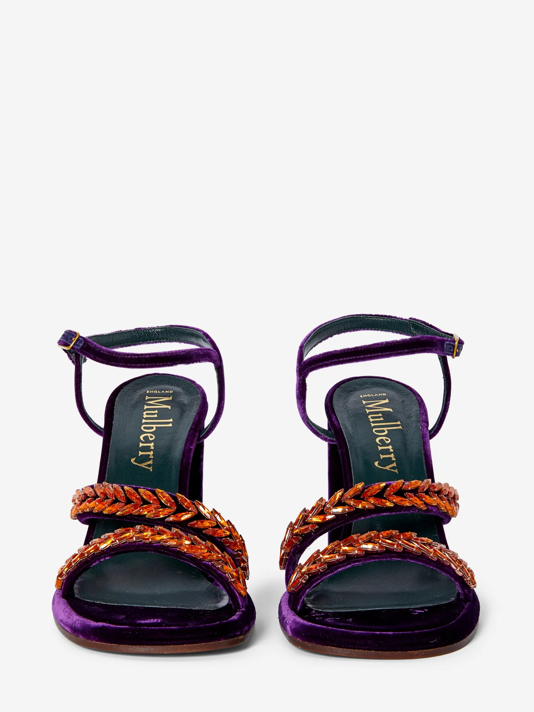 MULBERRY VELVET JEWEL SANDALS