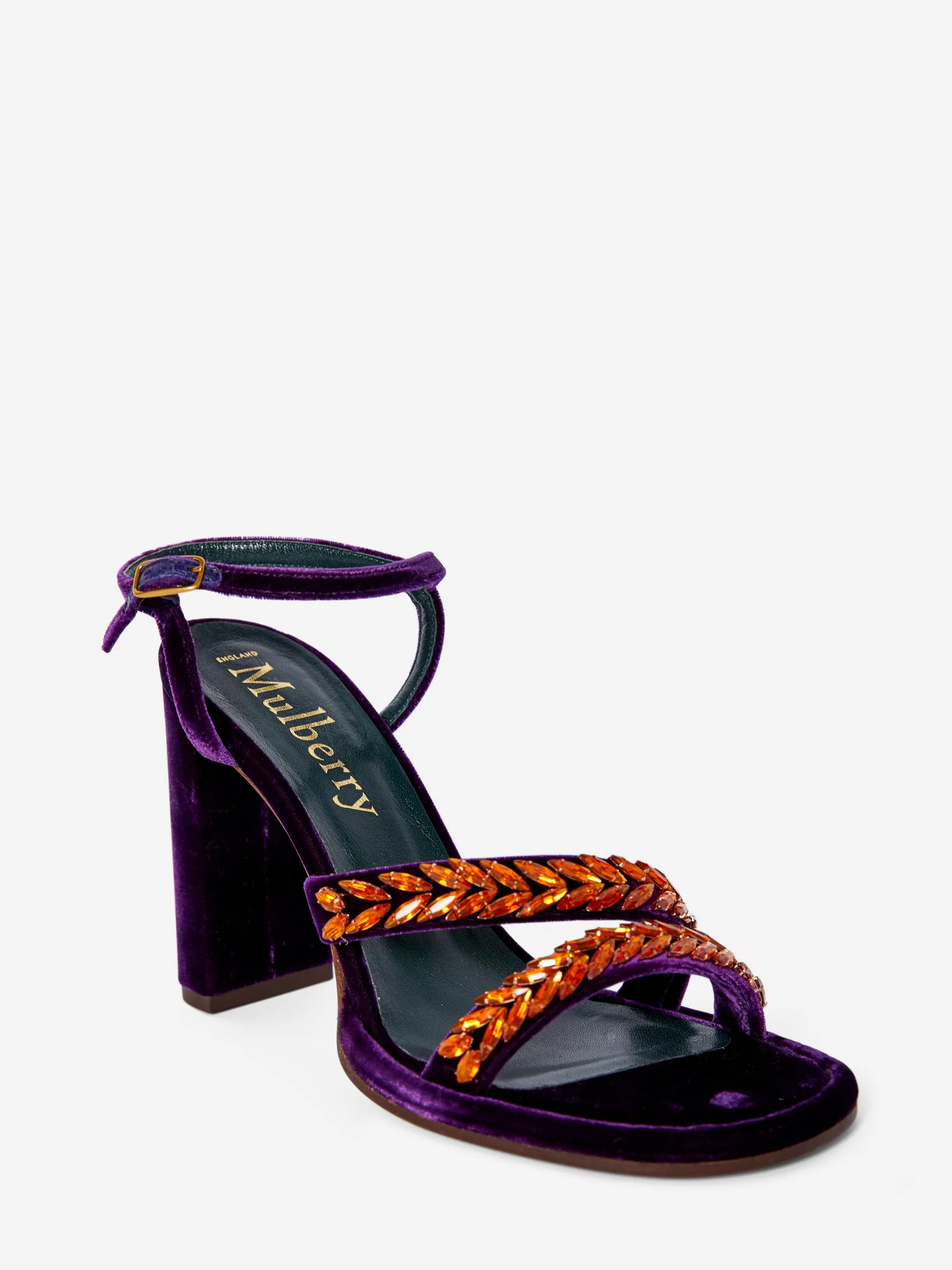 MULBERRY VELVET JEWEL SANDALS