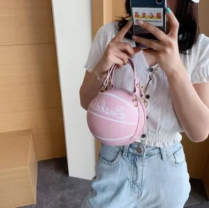 New Design Basketball Shape Hand Bag Fashion Women Chains Handbag Letter Shoulder Bag Female Mini Crossbody Bags Circular Purse