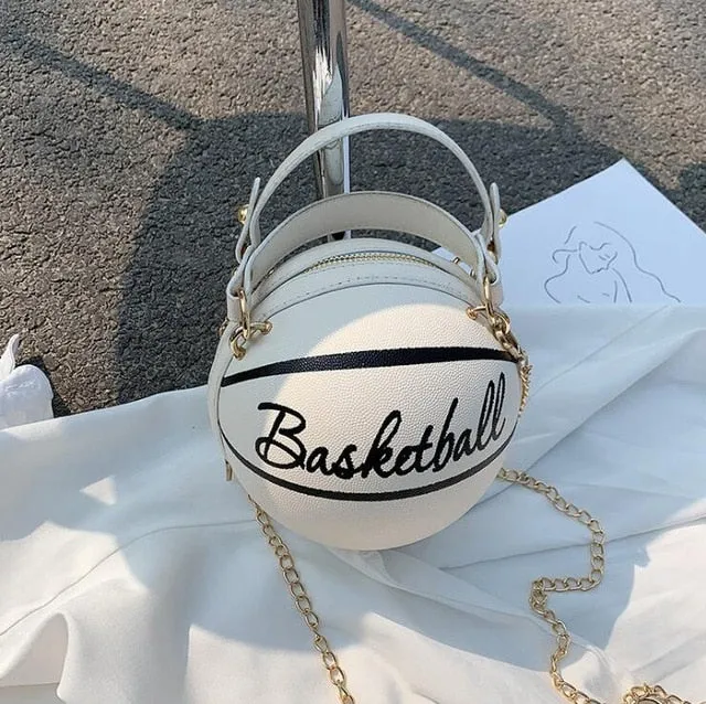 New Design Basketball Shape Hand Bag Fashion Women Chains Handbag Letter Shoulder Bag Female Mini Crossbody Bags Circular Purse