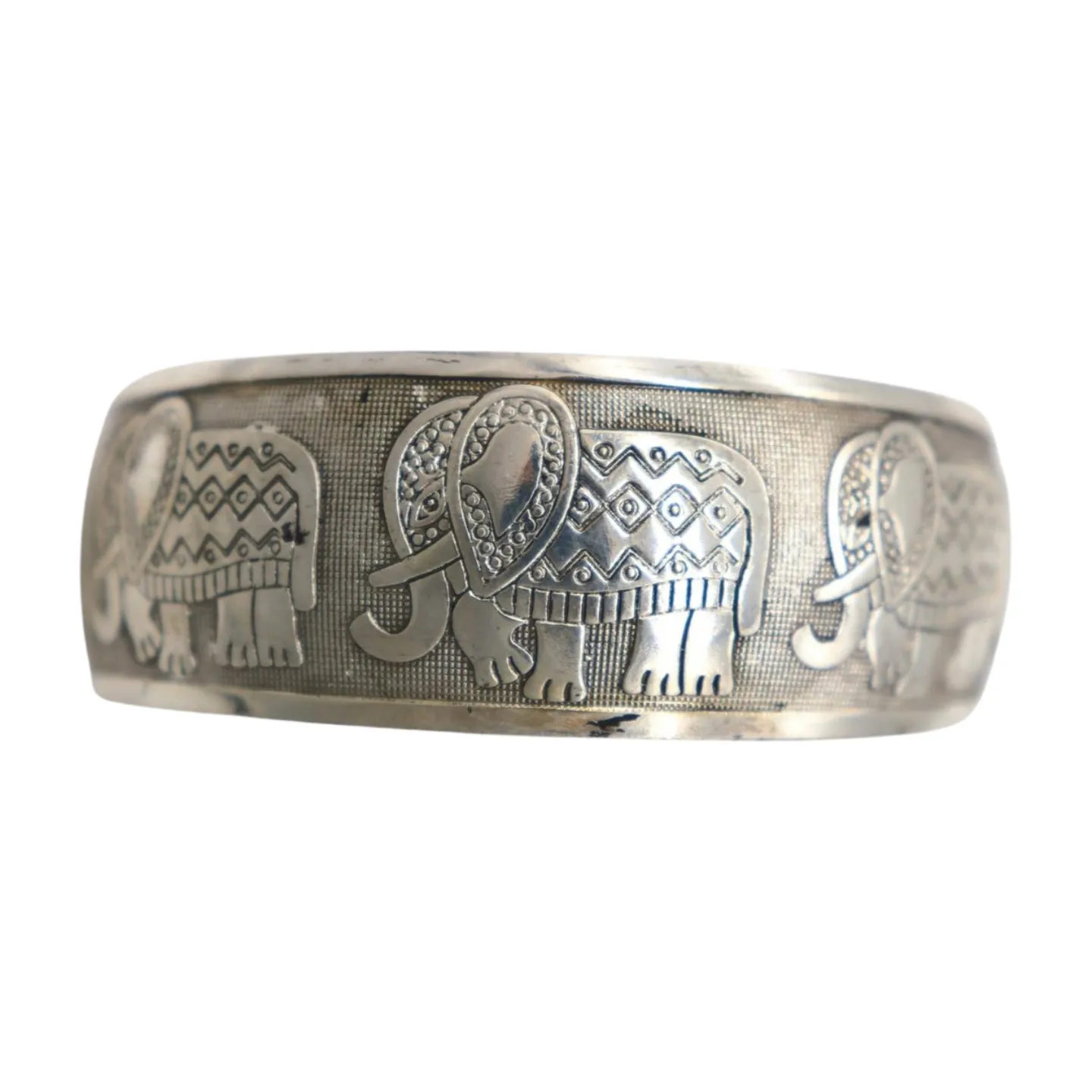 New Women Rusty Silver Metal Bangle Bracelet Indian Elephants Ethnic Vintage Style