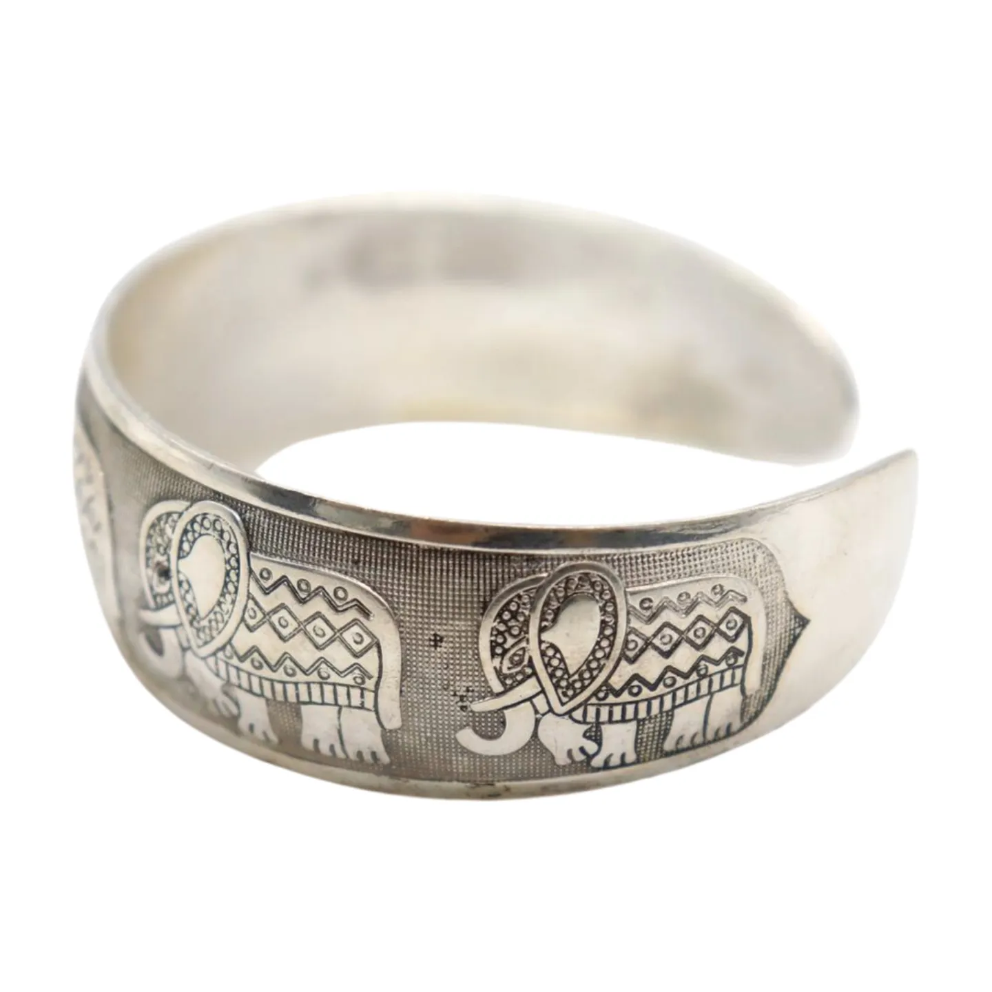 New Women Rusty Silver Metal Bangle Bracelet Indian Elephants Ethnic Vintage Style
