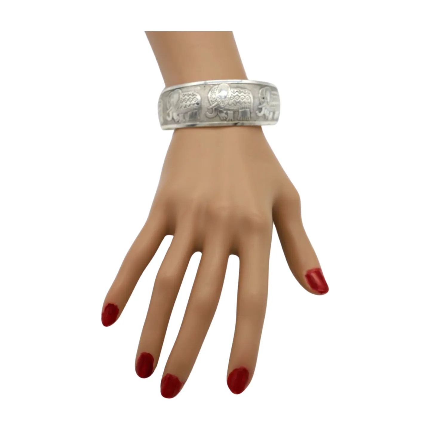 New Women Rusty Silver Metal Bangle Bracelet Indian Elephants Ethnic Vintage Style
