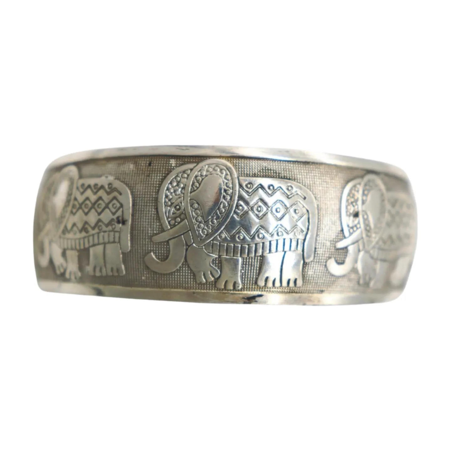 New Women Rusty Silver Metal Bangle Bracelet Indian Elephants Ethnic Vintage Style