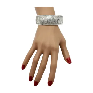 New Women Rusty Silver Metal Bangle Bracelet Indian Elephants Ethnic Vintage Style