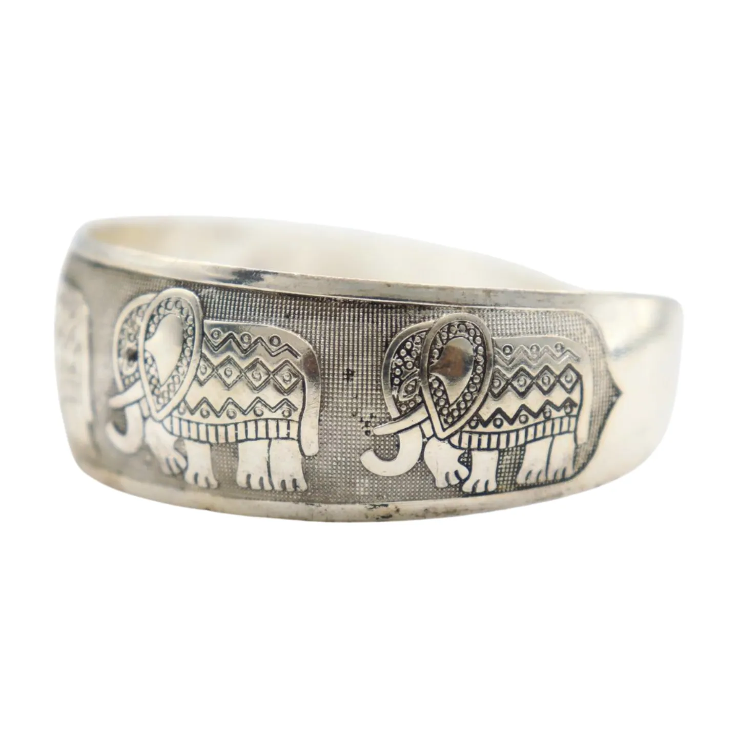 New Women Rusty Silver Metal Bangle Bracelet Indian Elephants Ethnic Vintage Style