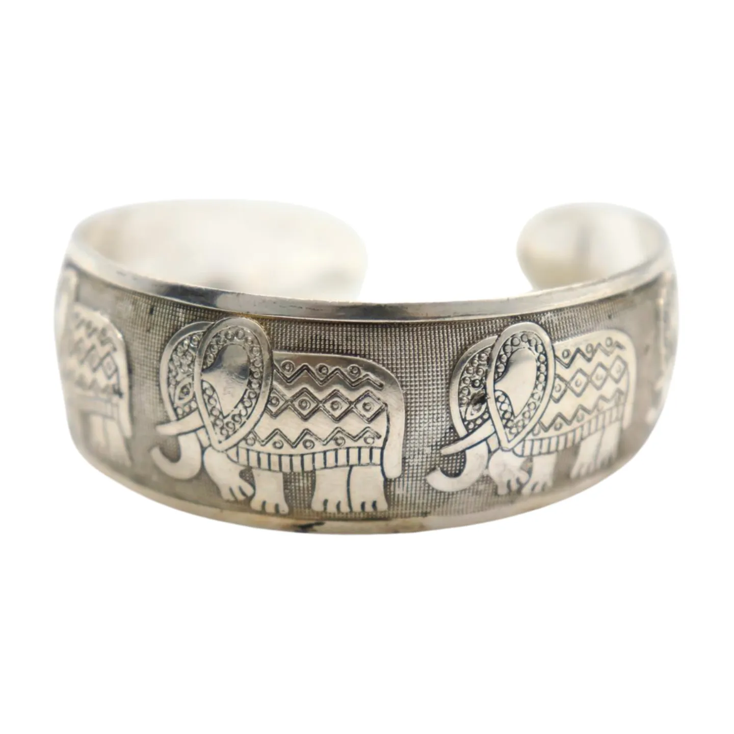 New Women Rusty Silver Metal Bangle Bracelet Indian Elephants Ethnic Vintage Style
